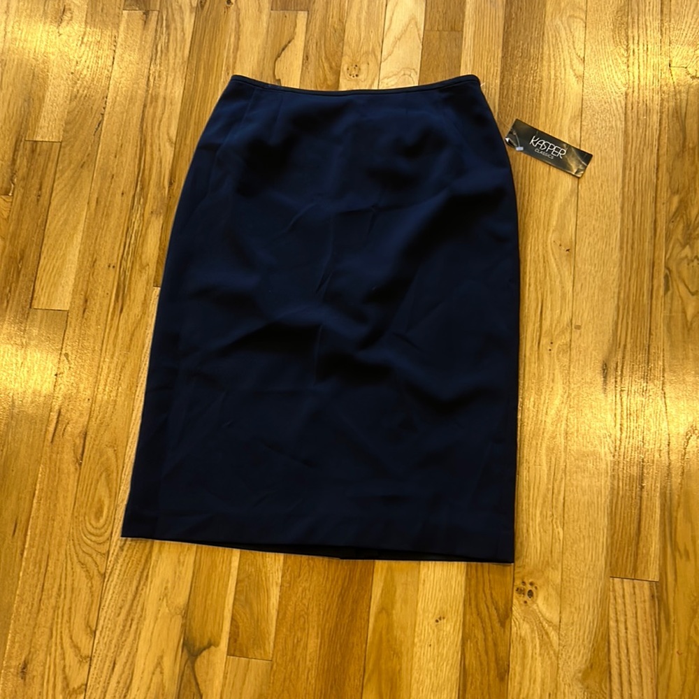 Kasper Navy Pencil Skirt - Dark Blue